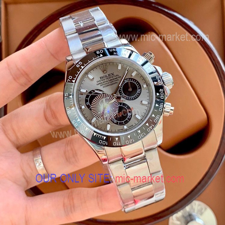 40mm Rolex Daytona Copy Watch Gray Dial with Black Subdials 40mm Rolex Daytona Copy Watch Gray Dial with Black Subdials